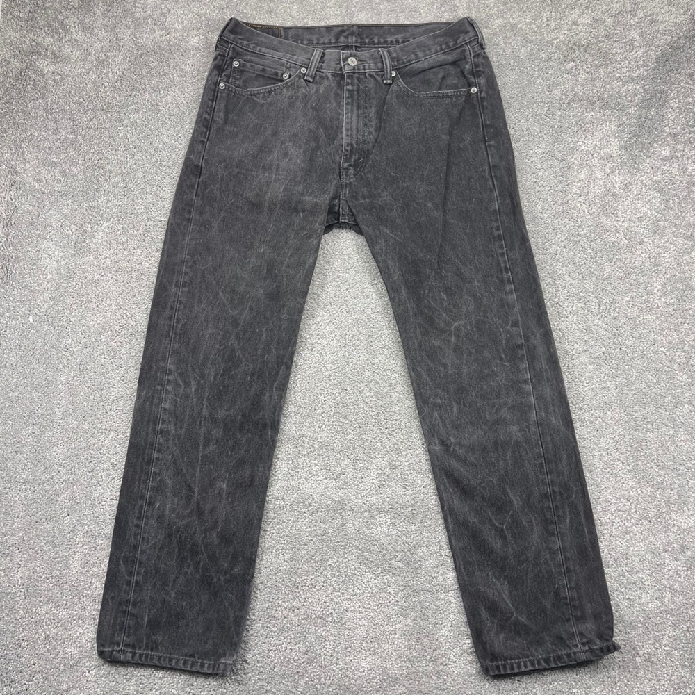 Levis Jeans Mens 36x30 501 Original Fit Washed Black Acid Marble Fade Denim